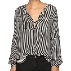 AMUSE SOCIETY. Best Selling Jonah Top. Long Sleeves in Black-White Stripes